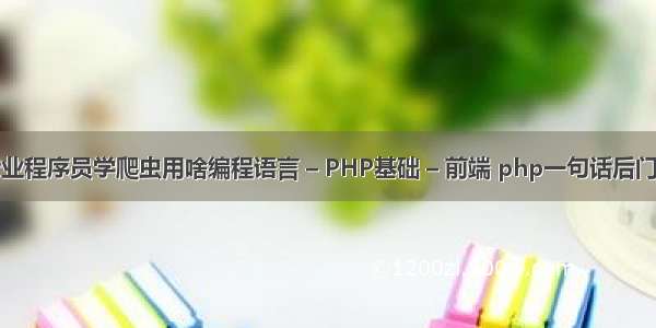 非专业程序员学爬虫用啥编程语言 – PHP基础 – 前端 php一句话后门识别