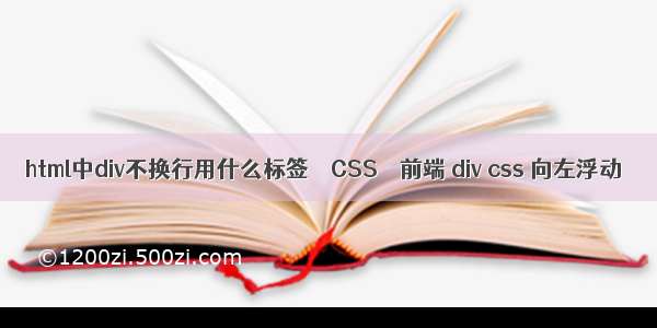 html中div不换行用什么标签 – CSS – 前端 div css 向左浮动