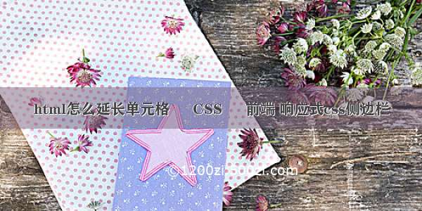 html怎么延长单元格 – CSS – 前端 响应式css侧边栏