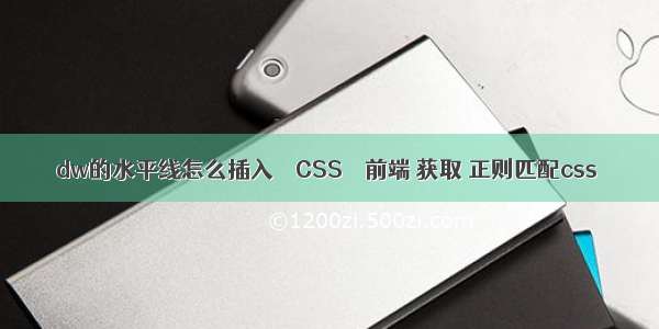 dw的水平线怎么插入 – CSS – 前端 获取 正则匹配css