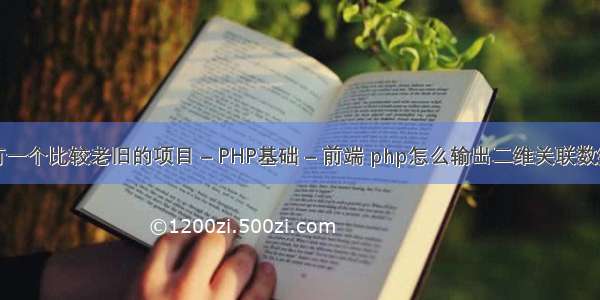 有一个比较老旧的项目 – PHP基础 – 前端 php怎么输出二维关联数组