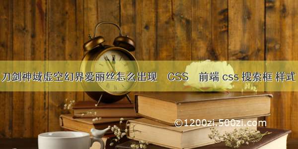 刀剑神域虚空幻界爱丽丝怎么出现 – CSS – 前端 css 搜索框 样式