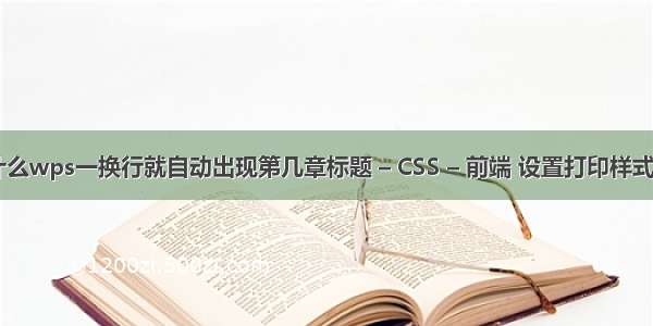 为什么wps一换行就自动出现第几章标题 – CSS – 前端 设置打印样式 css