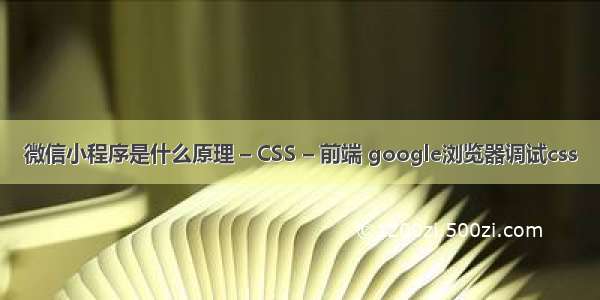 微信小程序是什么原理 – CSS – 前端 google浏览器调试css