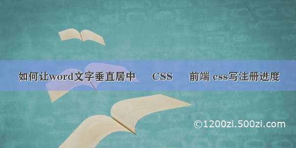 如何让word文字垂直居中 – CSS – 前端 css写注册进度