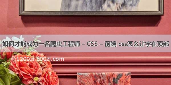 如何才能成为一名爬虫工程师 – CSS – 前端 css怎么让字在顶部