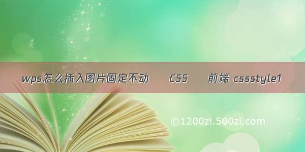 wps怎么插入图片固定不动 – CSS – 前端 cssstyle1