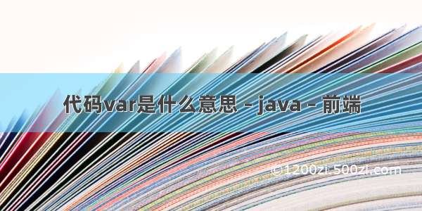 代码var是什么意思 – java – 前端