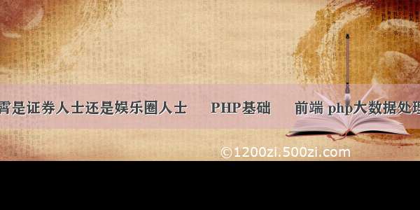 李大霄是证券人士还是娱乐圈人士 – PHP基础 – 前端 php大数据处理机制