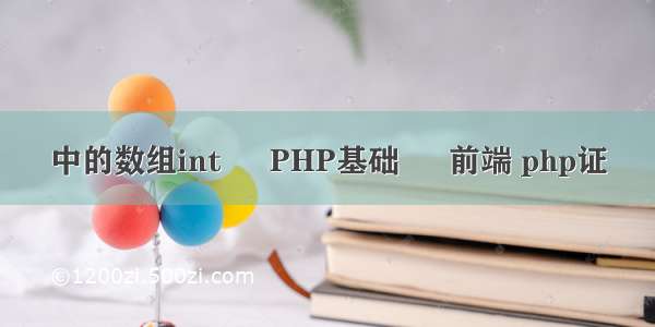 中的数组int – PHP基础 – 前端 php证