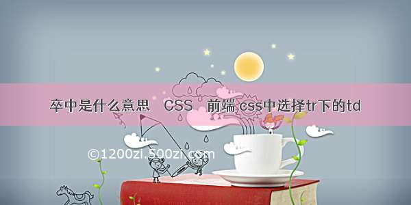 卒中是什么意思 – CSS – 前端 css中选择tr下的td