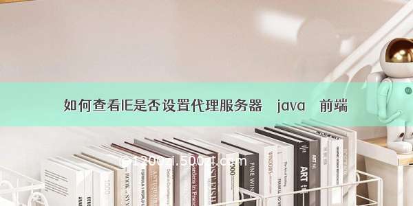 如何查看IE是否设置代理服务器 – java – 前端