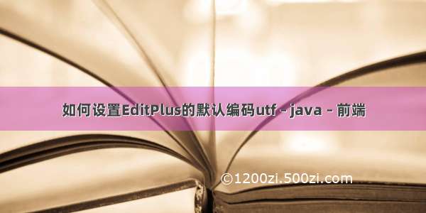 如何设置EditPlus的默认编码utf – java – 前端