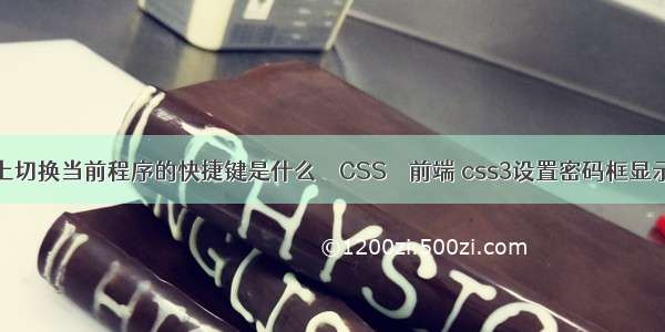 电脑上切换当前程序的快捷键是什么 – CSS – 前端 css3设置密码框显示样式