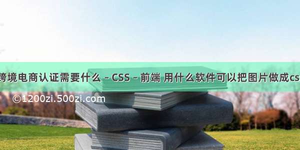 跨境电商认证需要什么 – CSS – 前端 用什么软件可以把图片做成css