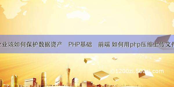 企业该如何保护数据资产 – PHP基础 – 前端 如何用php压缩上传文件