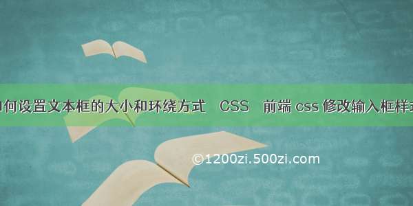 如何设置文本框的大小和环绕方式 – CSS – 前端 css 修改输入框样式