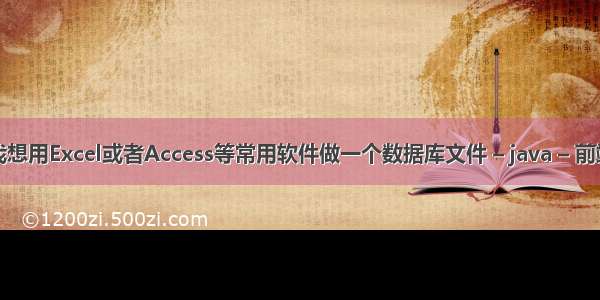 我想用Excel或者Access等常用软件做一个数据库文件 – java – 前端