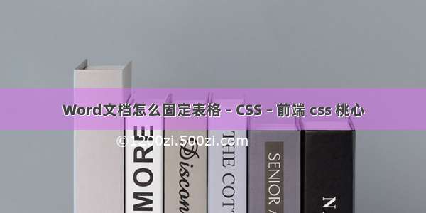 Word文档怎么固定表格 – CSS – 前端 css 桃心