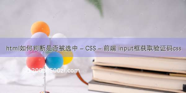 html如何判断是否被选中 – CSS – 前端 input框获取验证码css