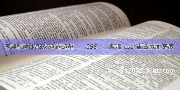 怎样删除WPS文本框边框 – CSS – 前端 css 重置页面宽度