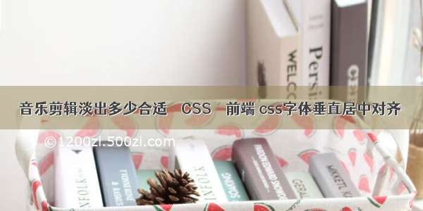 音乐剪辑淡出多少合适 – CSS – 前端 css字体垂直居中对齐