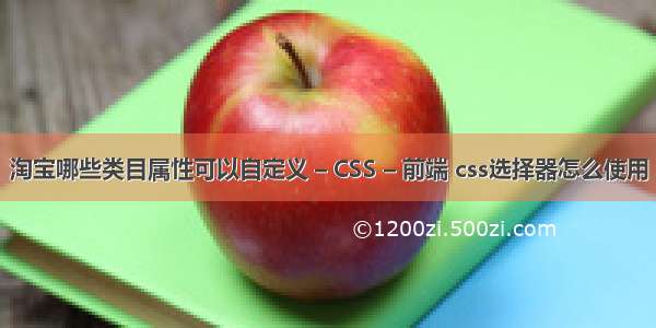 淘宝哪些类目属性可以自定义 – CSS – 前端 css选择器怎么使用
