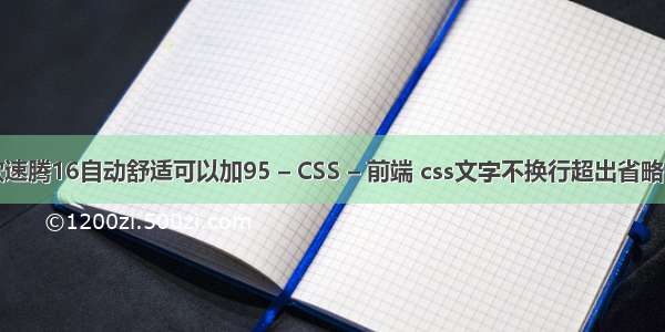 款速腾16自动舒适可以加95 – CSS – 前端 css文字不换行超出省略号