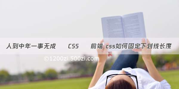 人到中年一事无成 – CSS – 前端 css如何固定下划线长度