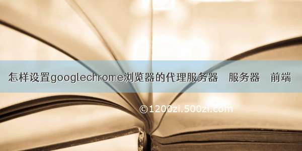 怎样设置googlechrome浏览器的代理服务器 – 服务器 – 前端