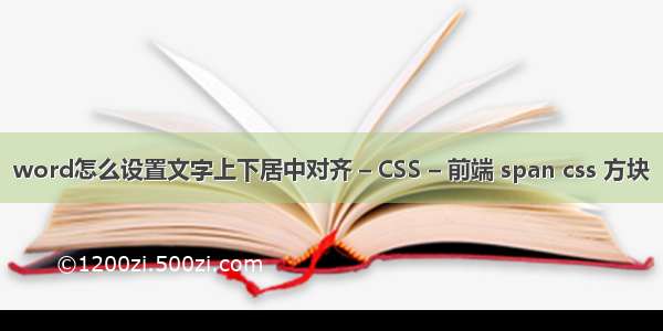 word怎么设置文字上下居中对齐 – CSS – 前端 span css 方块