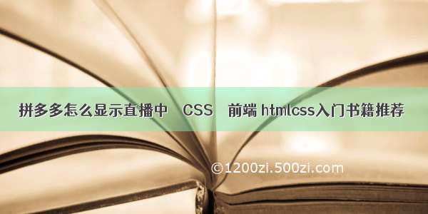 拼多多怎么显示直播中 – CSS – 前端 htmlcss入门书籍推荐