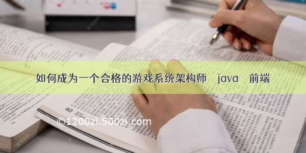 如何成为一个合格的游戏系统架构师 – java – 前端