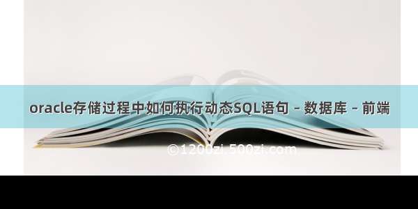 oracle存储过程中如何执行动态SQL语句 – 数据库 – 前端