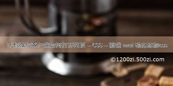 手机微信客户端如何打开网页 – CSS – 前端 mui 动态添加css