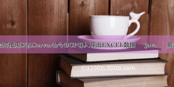 如何使用SQLServer命令BCP导入导出EXCEL数据 – java – 前端