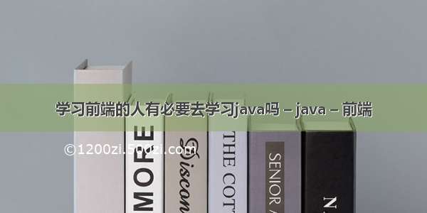 学习前端的人有必要去学习java吗 – java – 前端