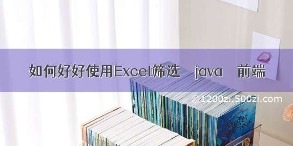 如何好好使用Excel筛选 – java – 前端