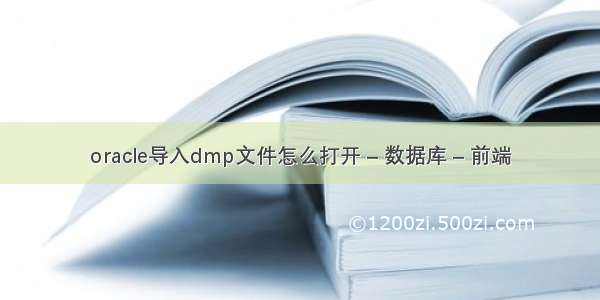 oracle导入dmp文件怎么打开 – 数据库 – 前端