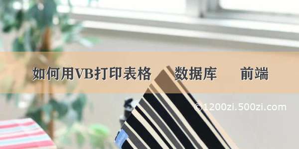 如何用VB打印表格 – 数据库 – 前端