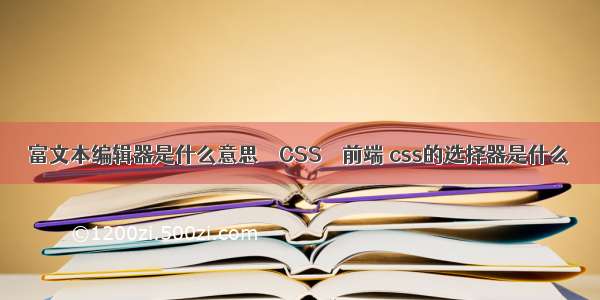 富文本编辑器是什么意思 – CSS – 前端 css的选择器是什么