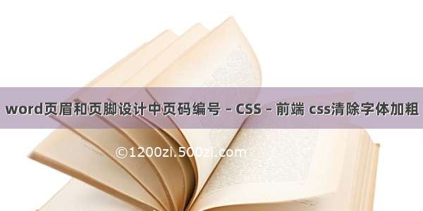 word页眉和页脚设计中页码编号 – CSS – 前端 css清除字体加粗