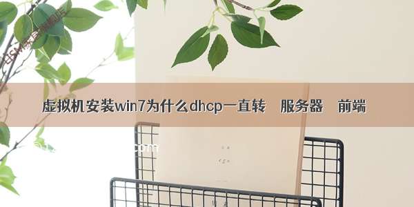 虚拟机安装win7为什么dhcp一直转 – 服务器 – 前端