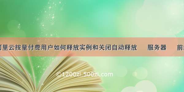 阿里云按量付费用户如何释放实例和关闭自动释放 – 服务器 – 前端