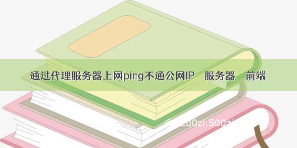 通过代理服务器上网ping不通公网IP – 服务器 – 前端