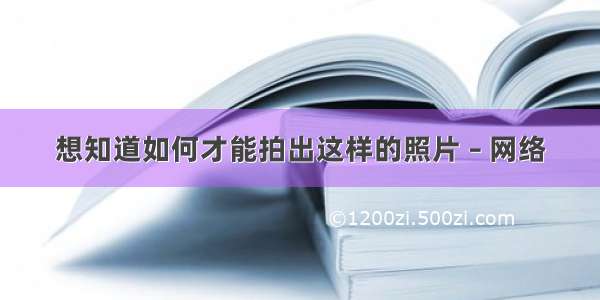 想知道如何才能拍出这样的照片 – 网络