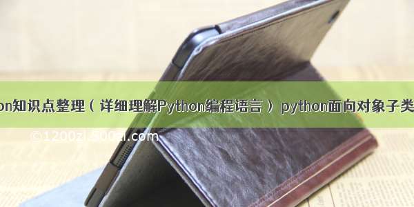 Python知识点整理（详细理解Python编程语言） python面向对象子类继承