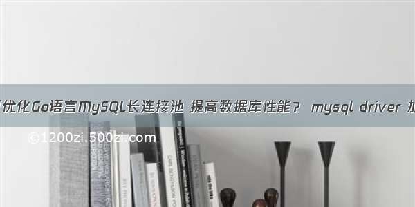 如何优化Go语言MySQL长连接池 提高数据库性能？ mysql driver 加密