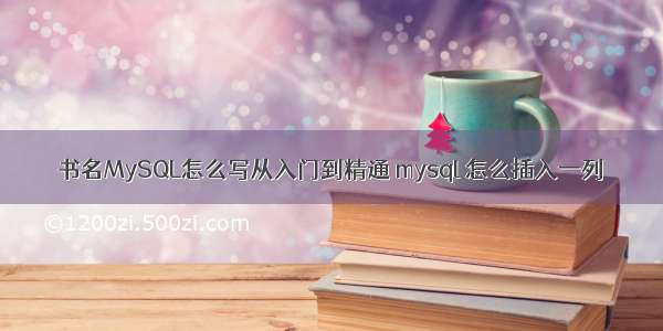 书名MySQL怎么写从入门到精通 mysql 怎么插入一列