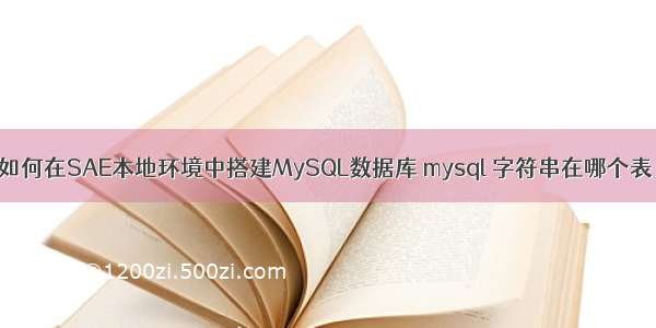 如何在SAE本地环境中搭建MySQL数据库 mysql 字符串在哪个表